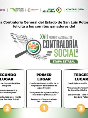 COMITÉS CIUDADANOS POTOSINOS DESTACAN EN EL PREMIO ESTATAL DE CONTRALORÍA SOCIAL 2025